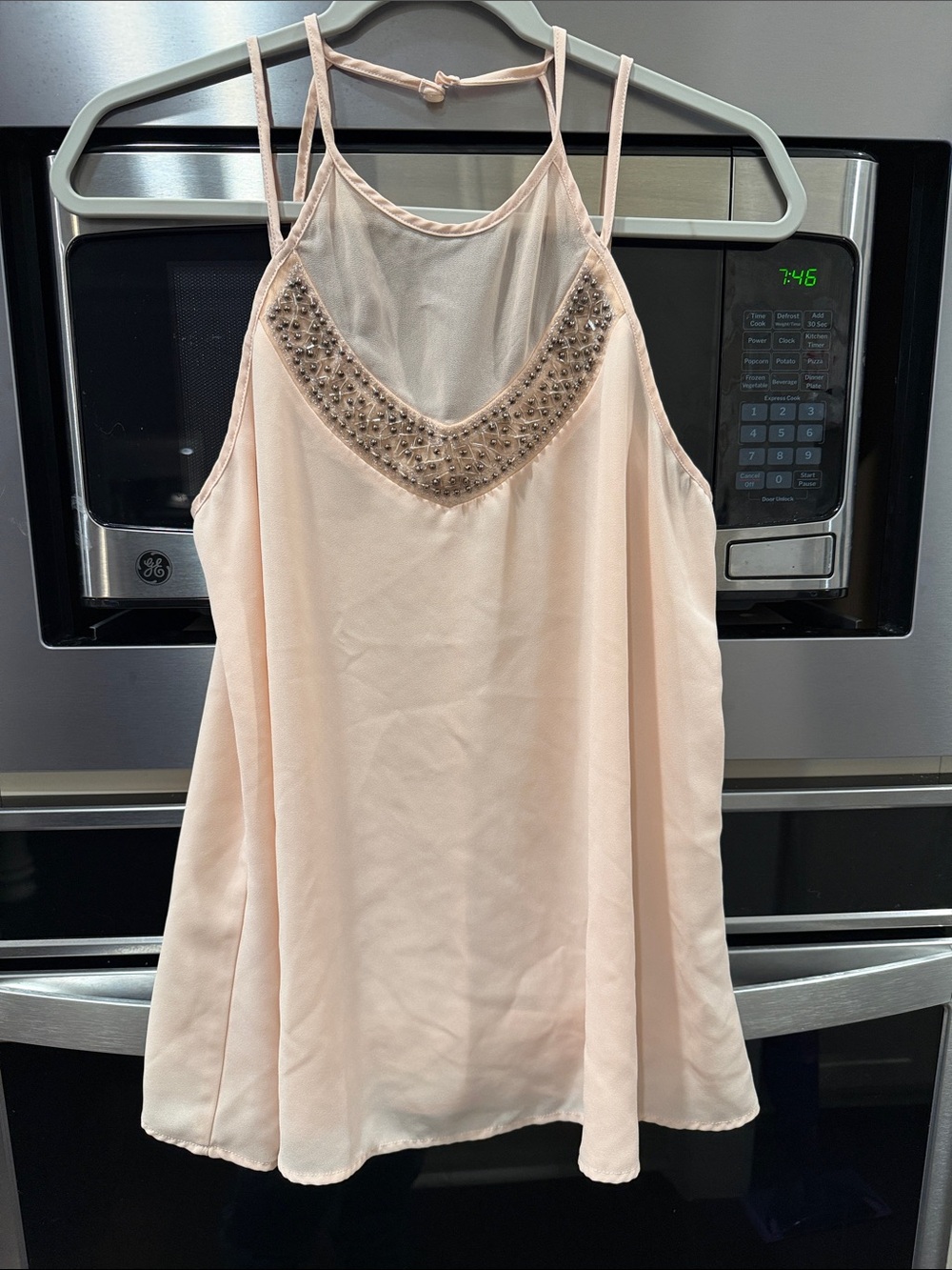 Socialite Pale Pink Beaded Halter Camisole